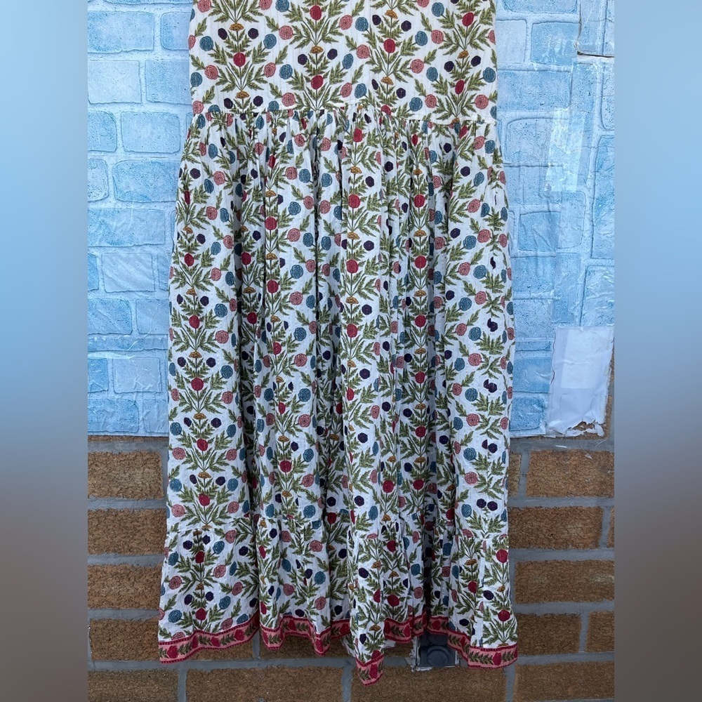 Pink chicken metallic tassel rose prints dress size large - Picture 6 of 16